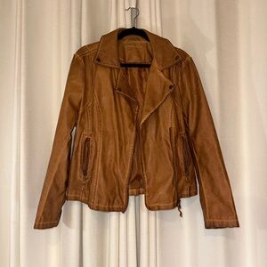 Women's Max Studio Tan Leather Jacket Large